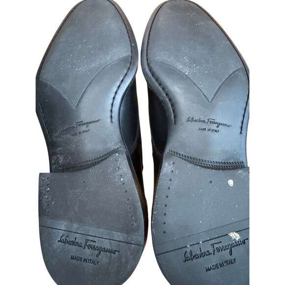 Salvatore Ferragamo Men\'s Like New Men\'s Black Leather Capped Oxford Shoes main image 7